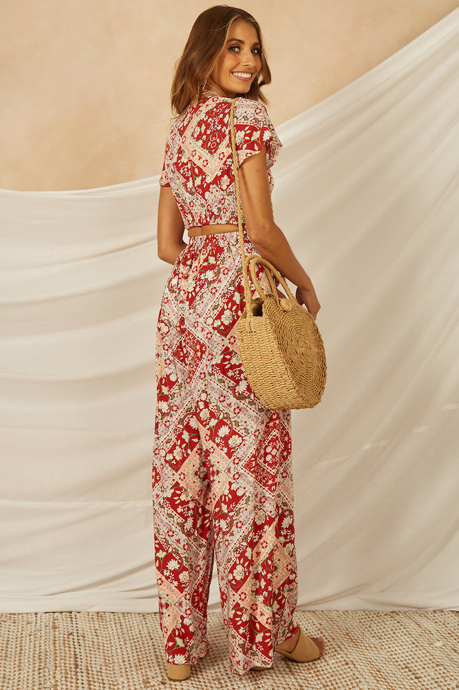 Vintage Polaroids Crop Top Red-Seaa Fashion