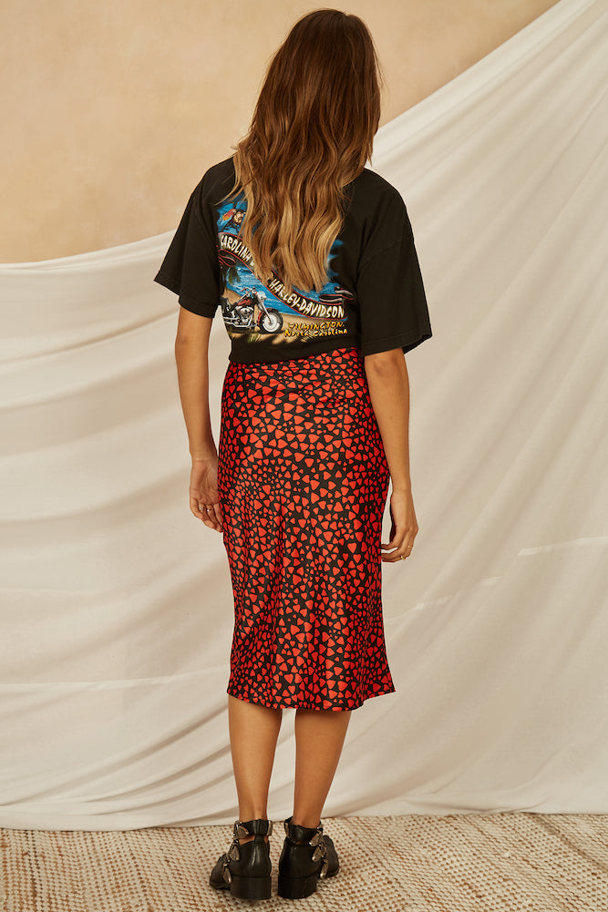 Heart On Your Sleeve Midi Skirt Black-Seaa Fashion