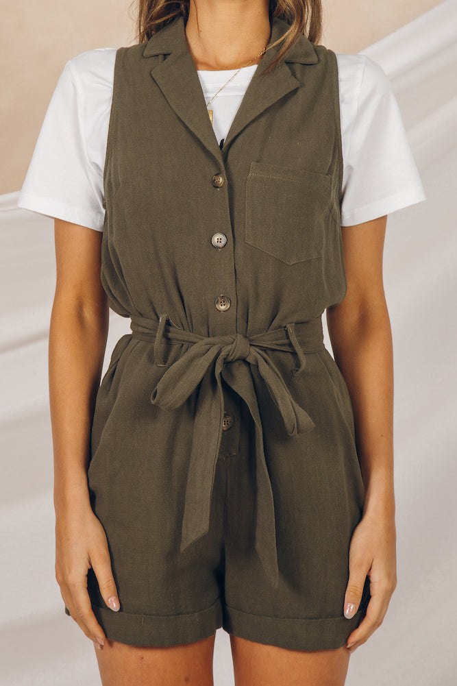 Bombero Romper Khaki-Seaa Fashion