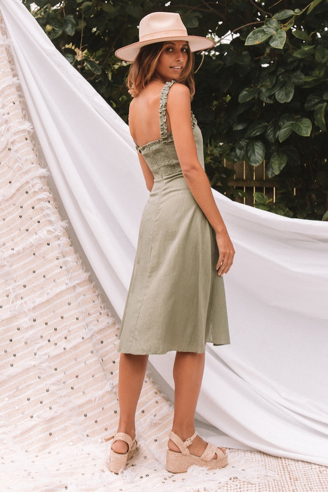Wandermere Midi Dress Olive-Seaa Fashion