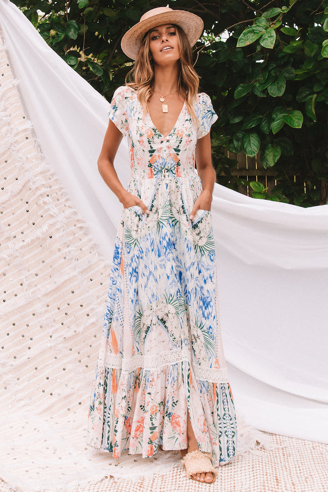Watercolours Maxi Dress Multi-Seaa Fashion