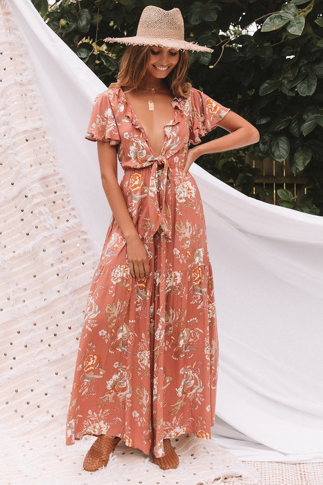 Aztec Jumpsuit Rose-Seaa Fashion