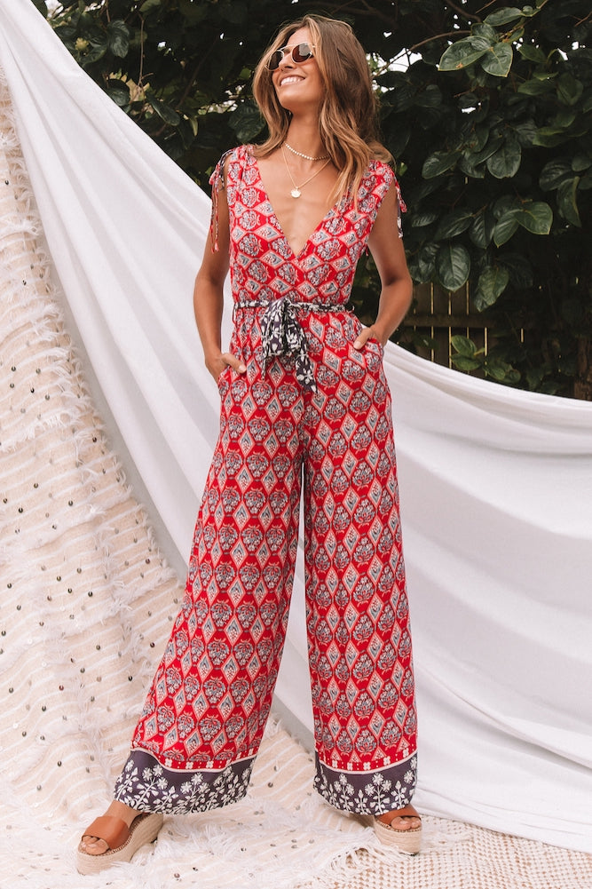 Fleming Springs Jumpsuit Red-Seaa Fashion