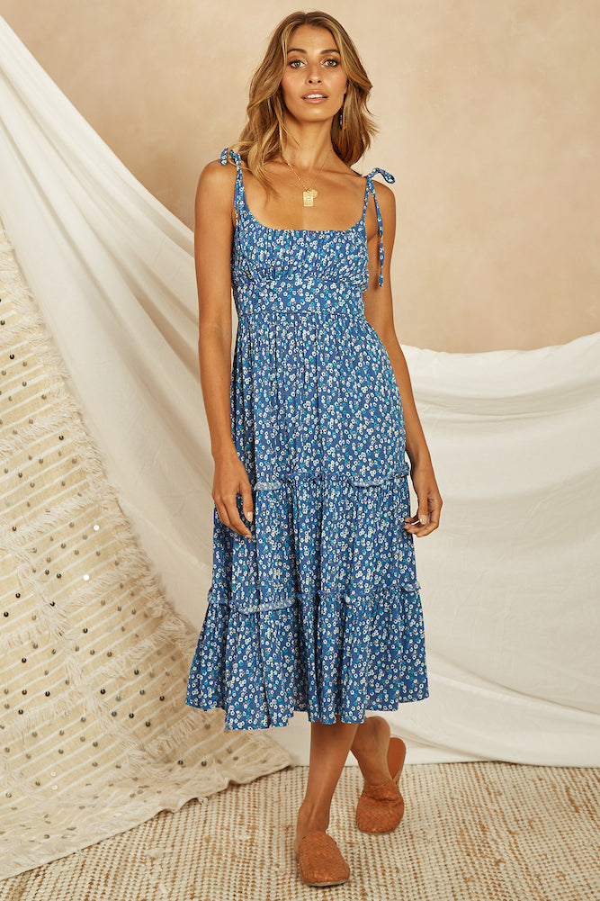 Abbeywood Midi Dress Blue-Seaa Fashion