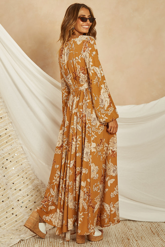 Arivaca Maxi Dress Tan-Seaa Fashion