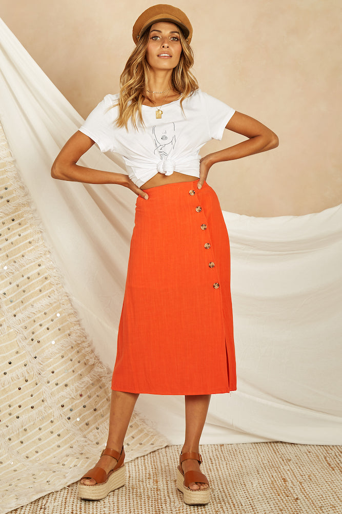 Zanjero Midi Skirt Orange-Seaa Fashion