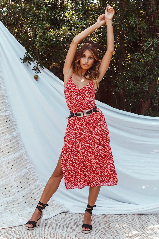 Wesley Midi Dress Red-Seaa Fashion