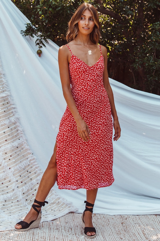 Wesley Midi Dress Red-Seaa Fashion