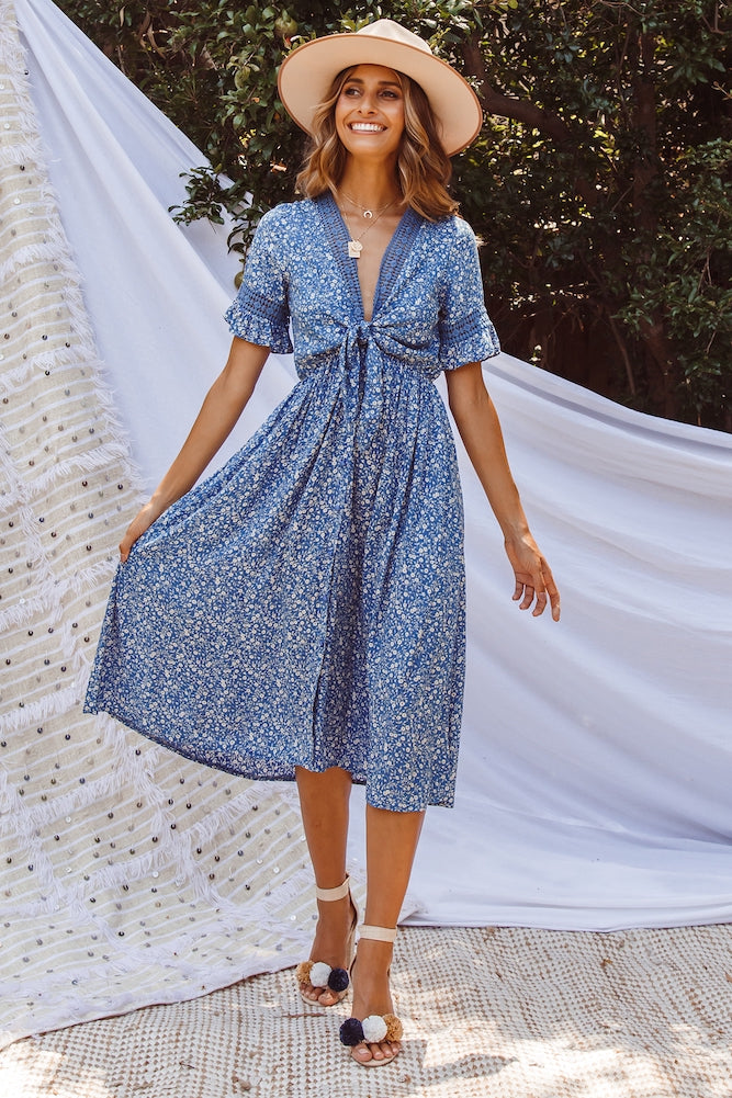 Cabana Drive Midi Dress Blue-Seaa Fashion
