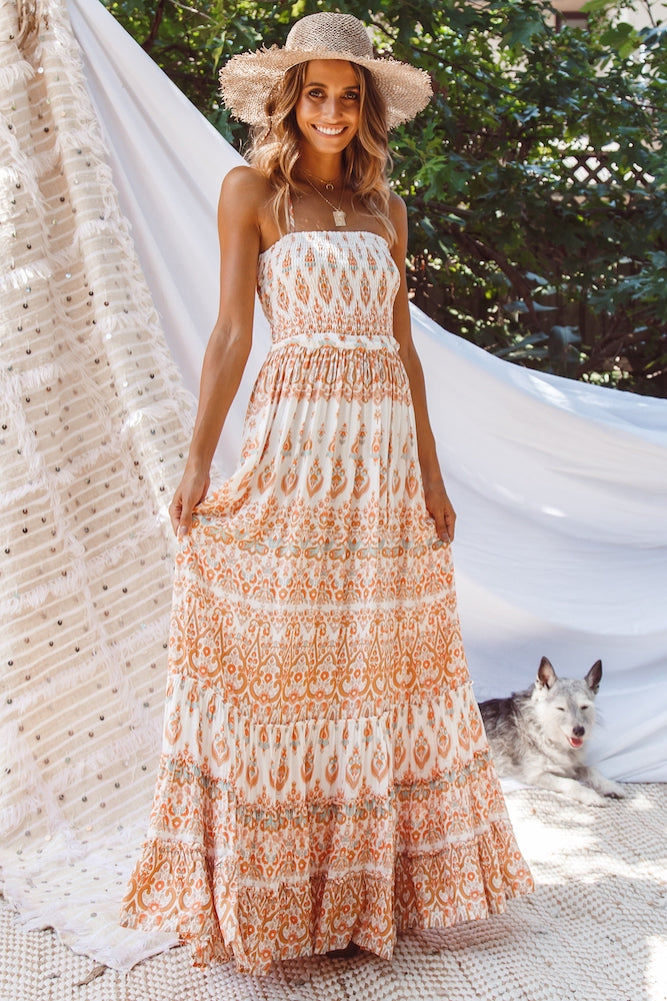 Belgrave Maxi Dress Orange-Seaa Fashion
