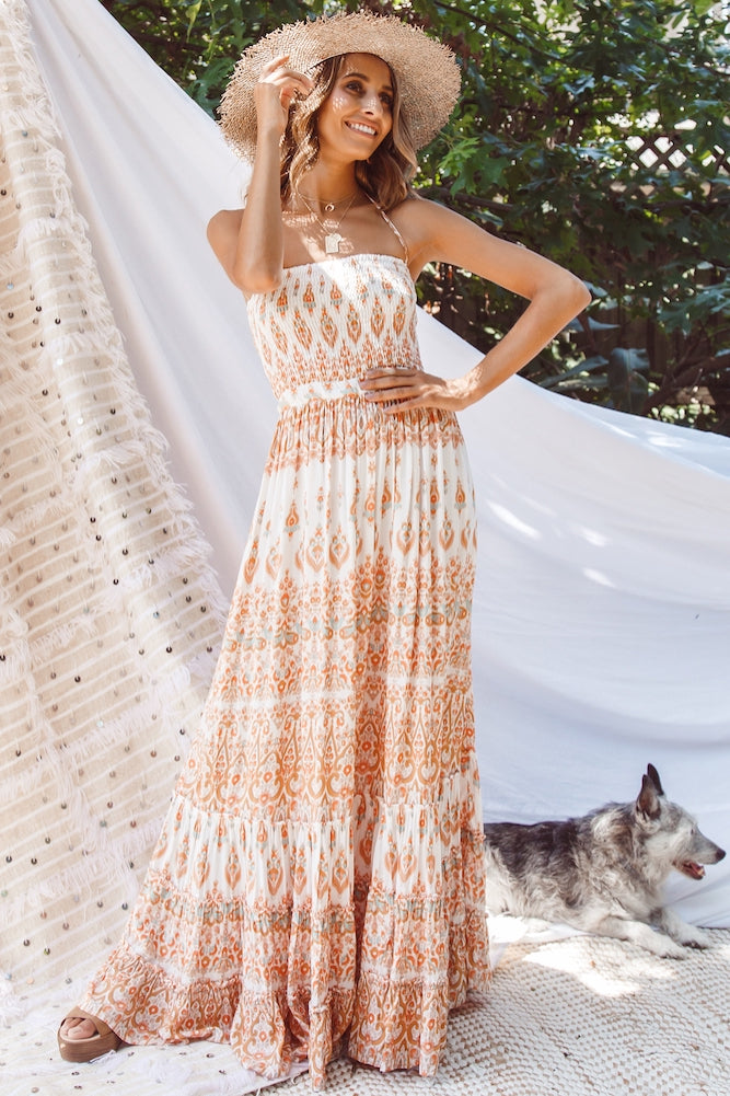 Belgrave Maxi Dress Orange-Seaa Fashion