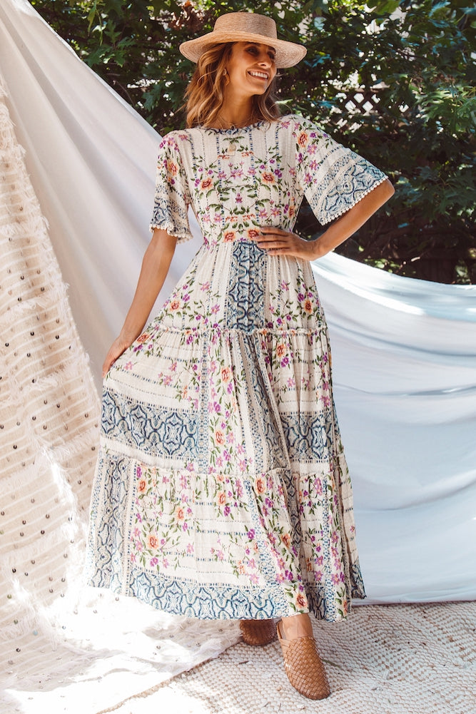 Bellafonte Maxi Dress Beige-Seaa Fashion