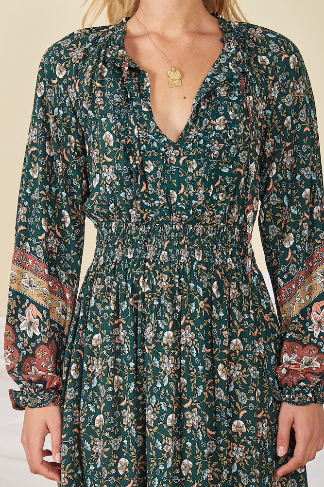 Strange Trails Maxi Dress Forest Green-Seaa Fashion