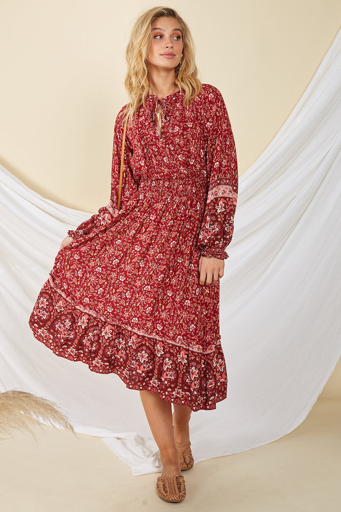Strange Trails Maxi Dress Red-Seaa Fashion