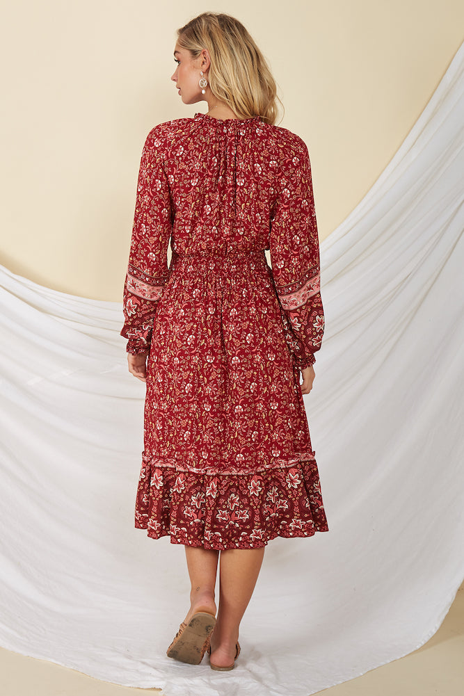 Strange Trails Maxi Dress Red-Seaa Fashion