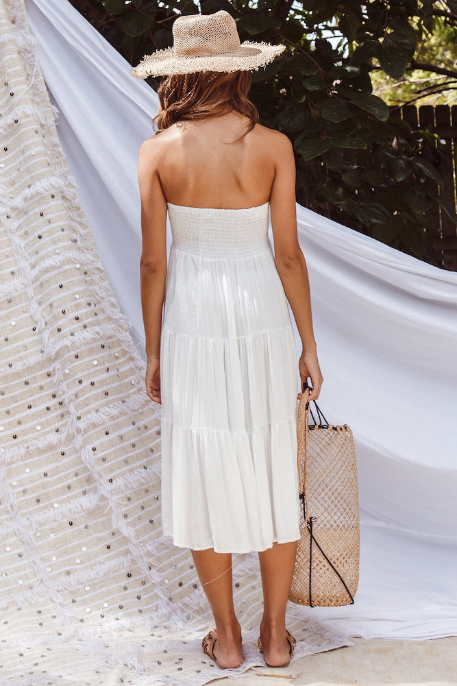 Trail Point Midi Dress White-Seaa Fashion