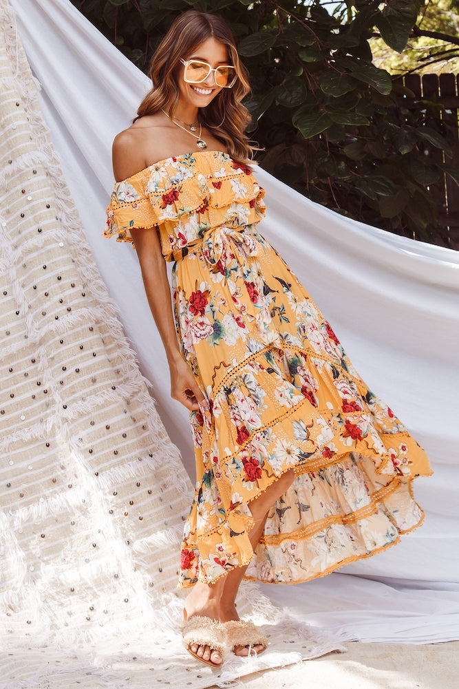 Wawona Midi Dress Yellow-Seaa Fashion