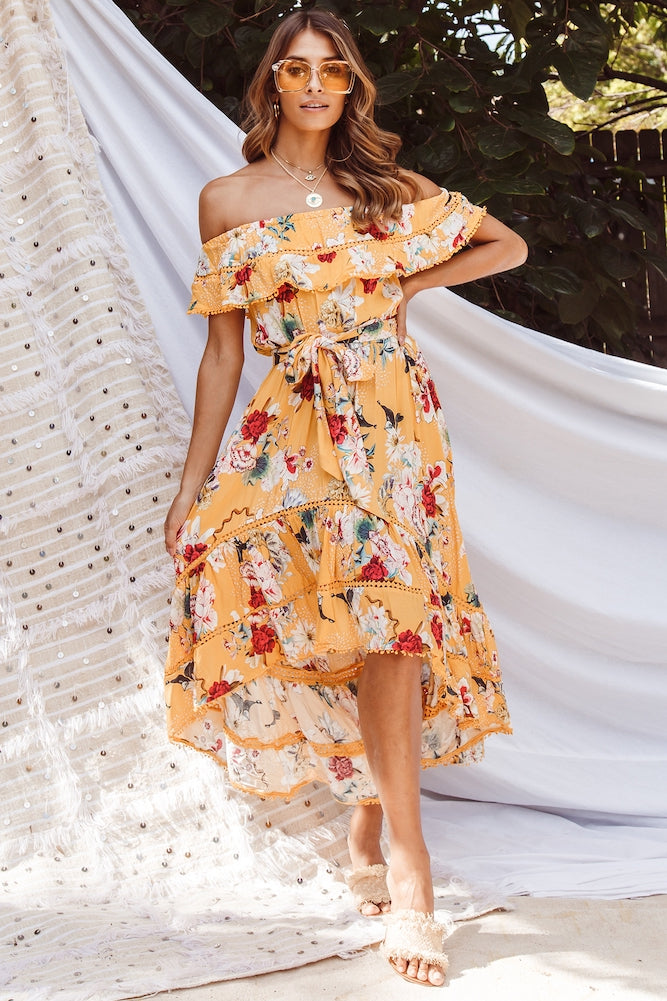 Wawona Midi Dress Yellow-Seaa Fashion