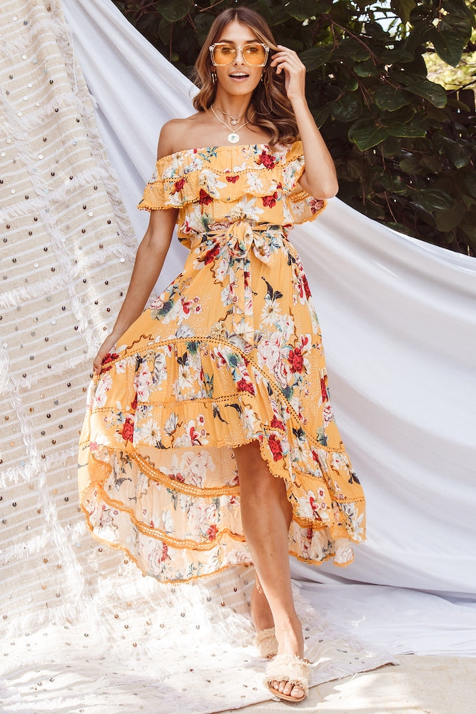 Wawona Midi Dress Yellow-Seaa Fashion