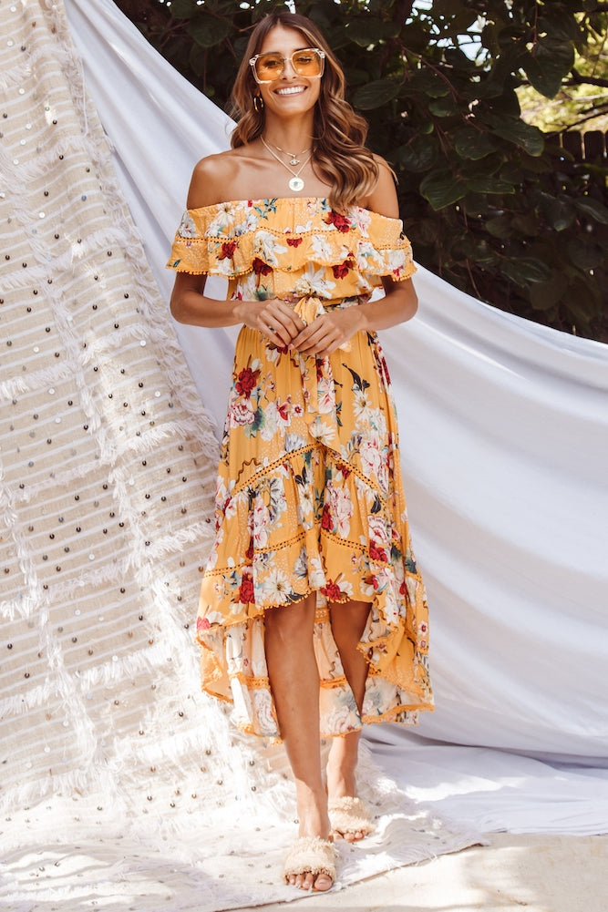 Wawona Midi Dress Yellow-Seaa Fashion