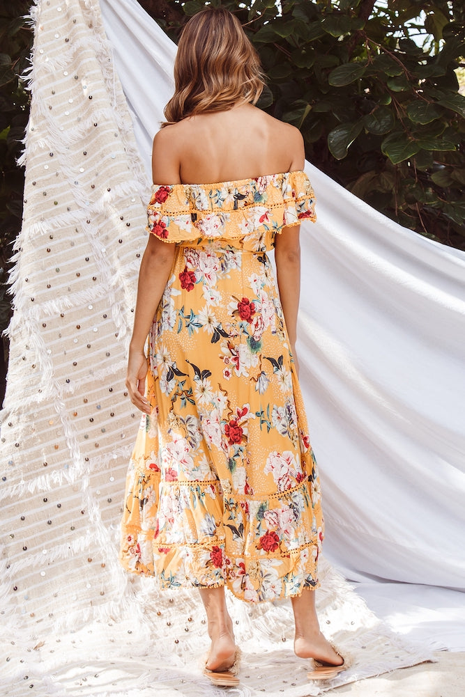 Wawona Midi Dress Yellow-Seaa Fashion