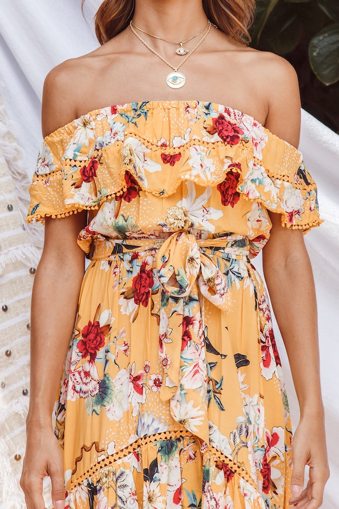 Wawona Midi Dress Yellow-Seaa Fashion