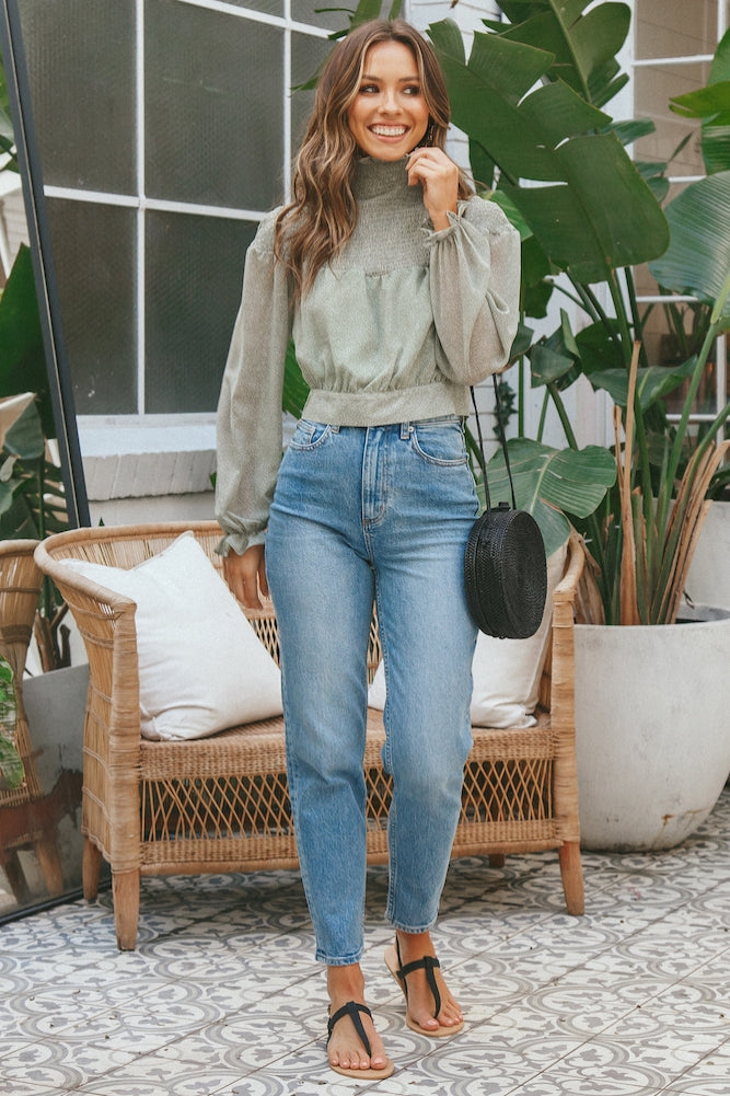 Frozen Pines Crop Top Green-Seaa Fashion