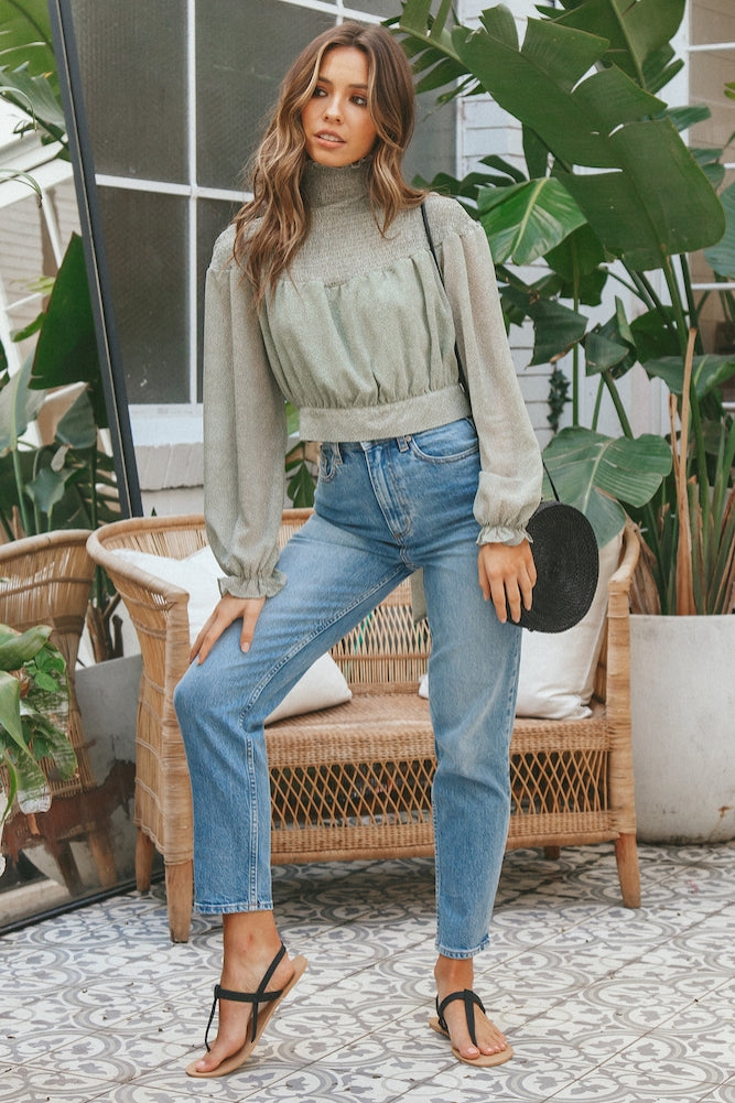 Frozen Pines Crop Top Green-Seaa Fashion