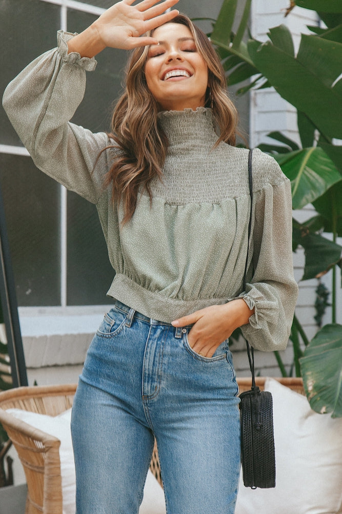 Frozen Pines Crop Top Green-Seaa Fashion