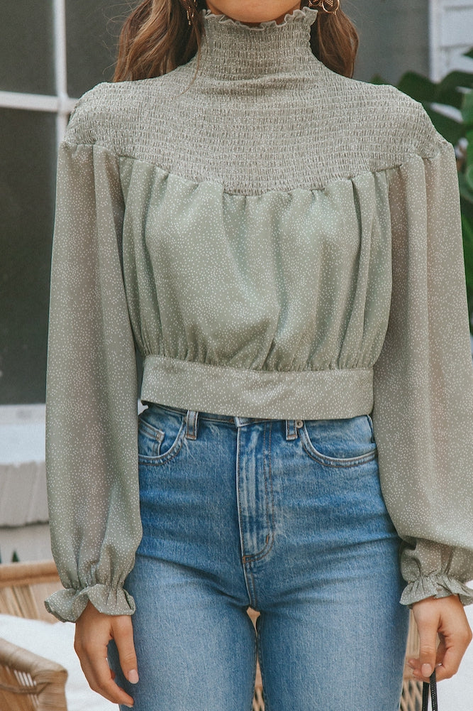 Frozen Pines Crop Top Green-Seaa Fashion