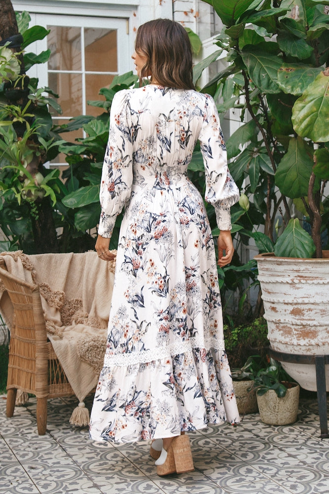 Renaissance Fair Maxi Dress White-Seaa Fashion