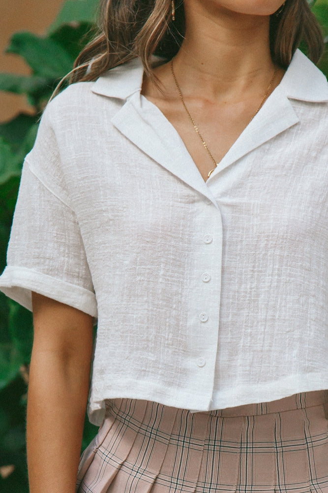 Attitude Of Gratitude Crop Top White-Seaa Fashion