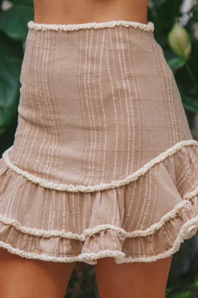 Cotton Candy Skies Mini Skirt Mocha-Seaa Fashion