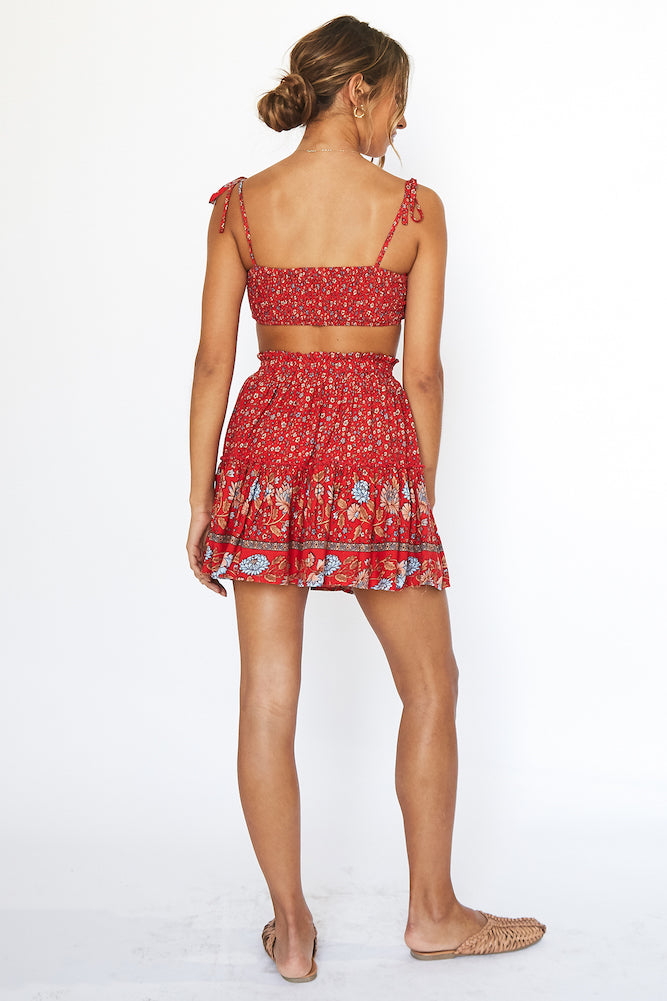 Underneath The Moon Mini Skirt Red-Seaa Fashion