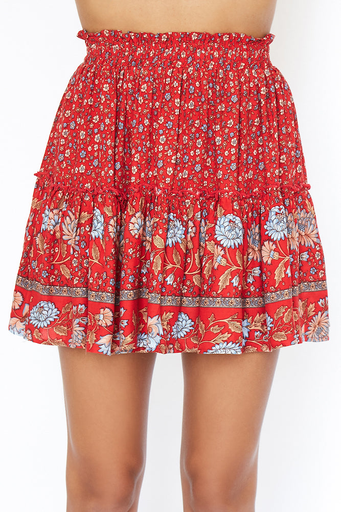 Underneath The Moon Mini Skirt Red-Seaa Fashion