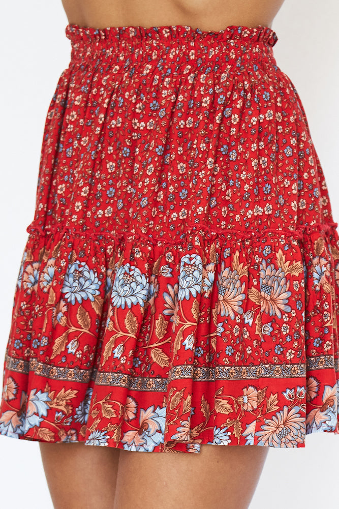 Underneath The Moon Mini Skirt Red-Seaa Fashion