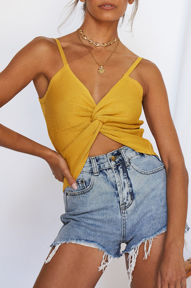 Hollywood Crop Top Mustard-Seaa Fashion