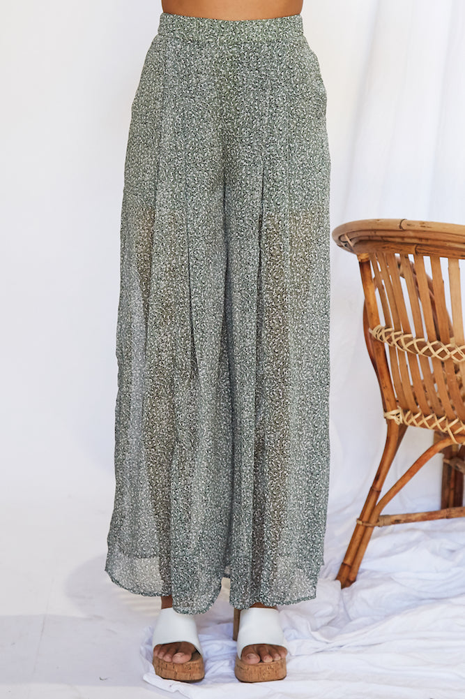 Homecoming Wide Leg Pants Sage-Seaa Fashion