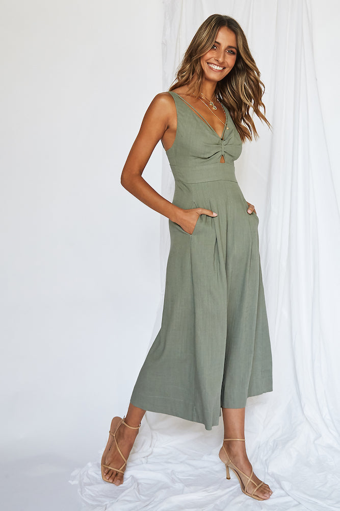 Luxe Getaway Jumpsuit Olive-Seaa Fashion