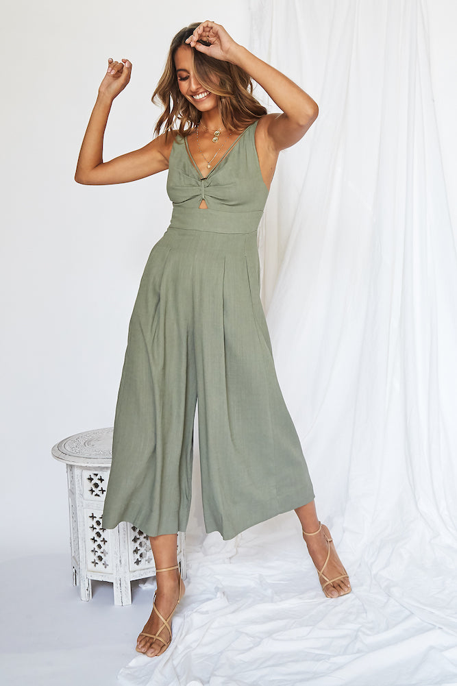 Luxe Getaway Jumpsuit Olive-Seaa Fashion