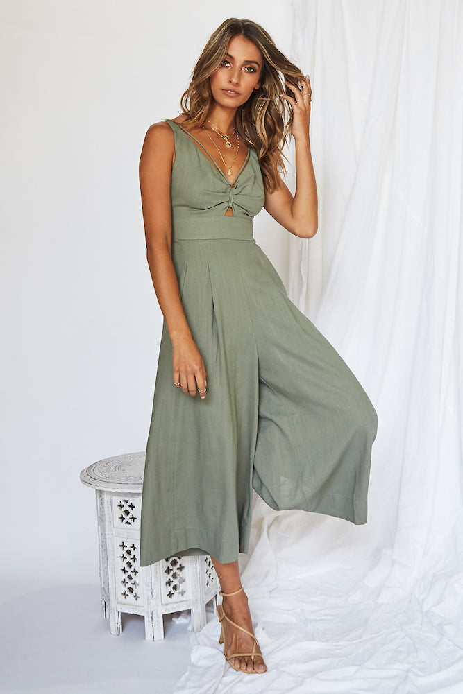 Luxe Getaway Jumpsuit Olive-Seaa Fashion