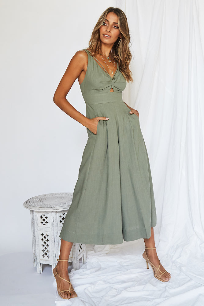 Luxe Getaway Jumpsuit Olive-Seaa Fashion