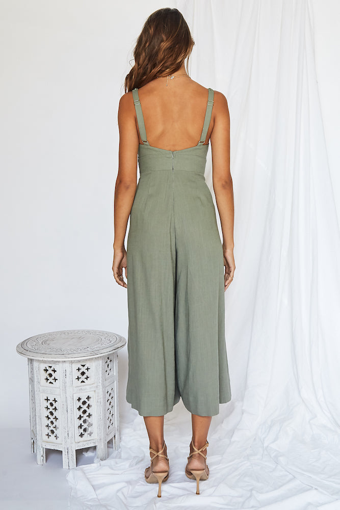 Luxe Getaway Jumpsuit Olive-Seaa Fashion