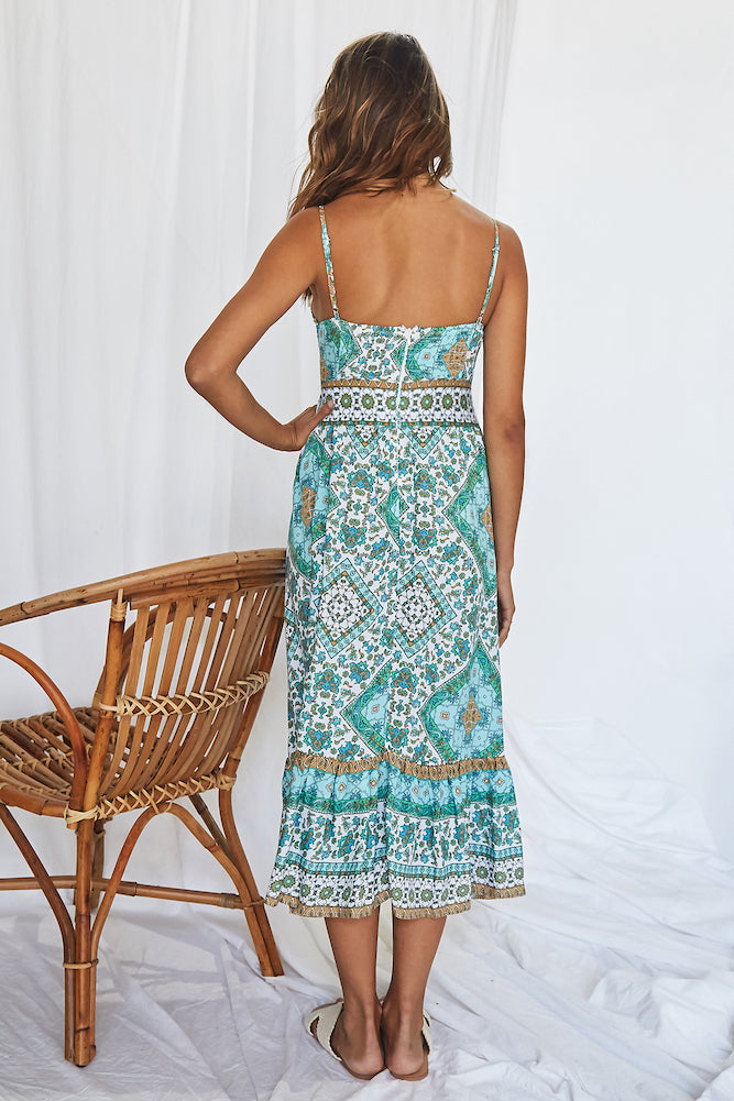 Adella Midi Dress Aqua-Seaa Fashion