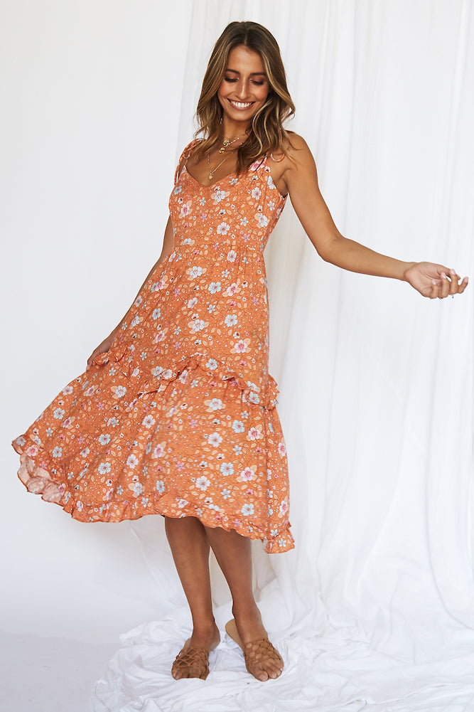Summer Bound Midi Dress Orange-Seaa Fashion