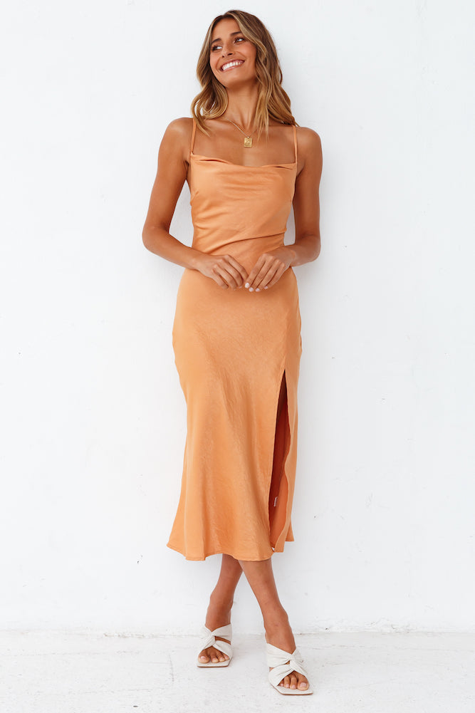 Ancient Dunes Midi Dress Orange-Seaa Fashion