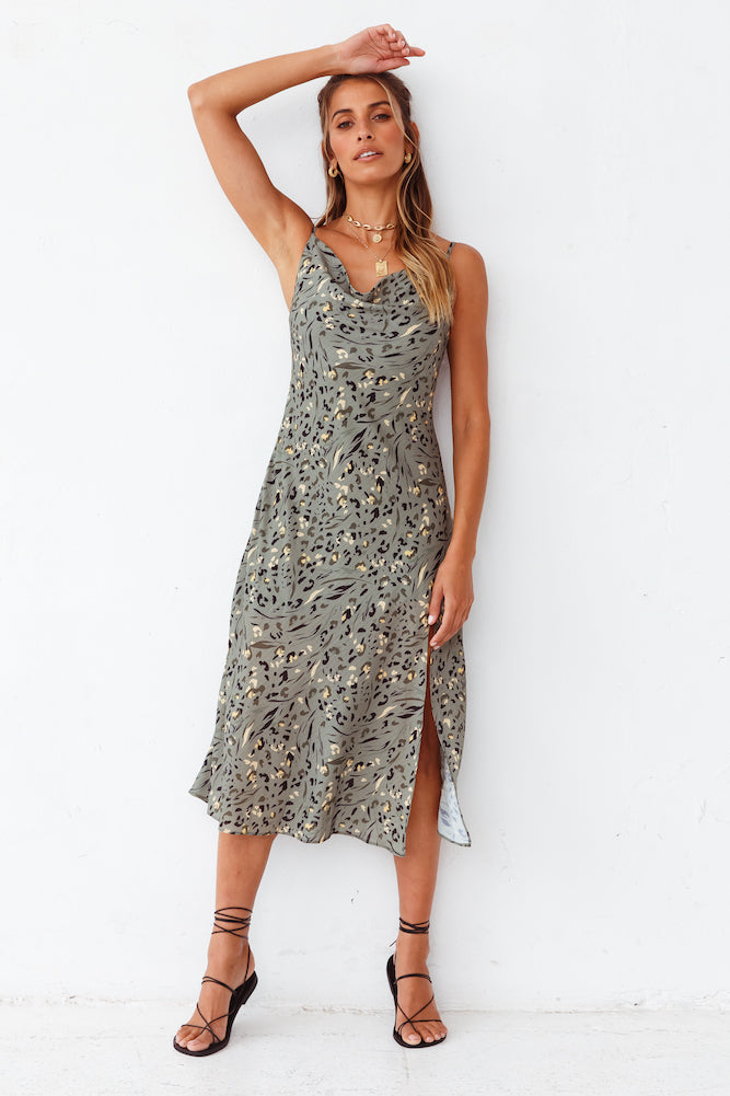 Viva La Vida Midi Dress Olive-Seaa Fashion
