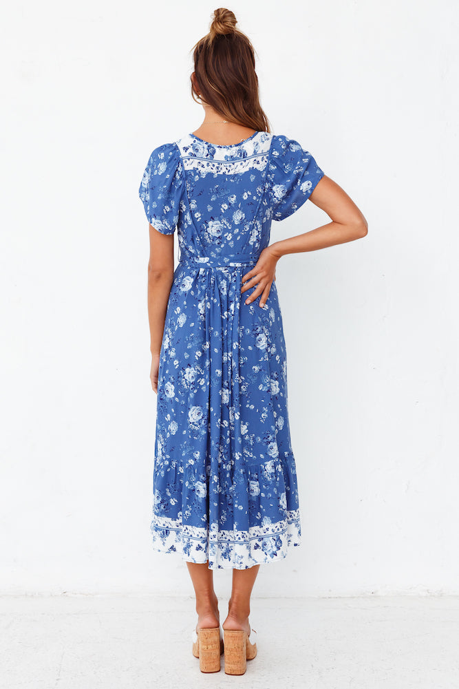 Wind Flower Midi Dress Blue-Seaa Fashion