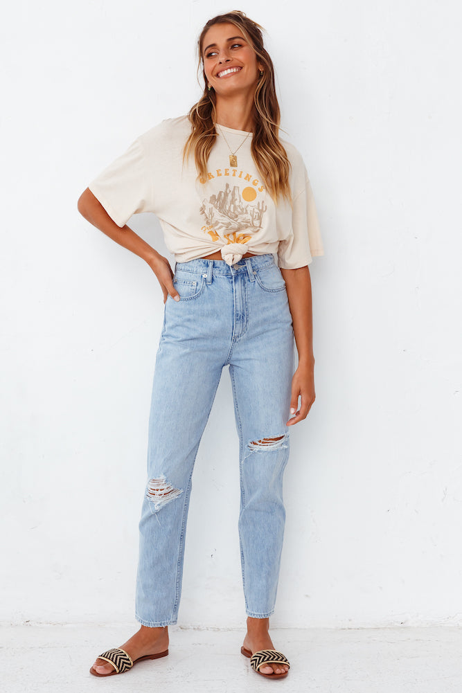 LEE High Mom Oxy Destruct Jeans Blue-Seaa Fashion