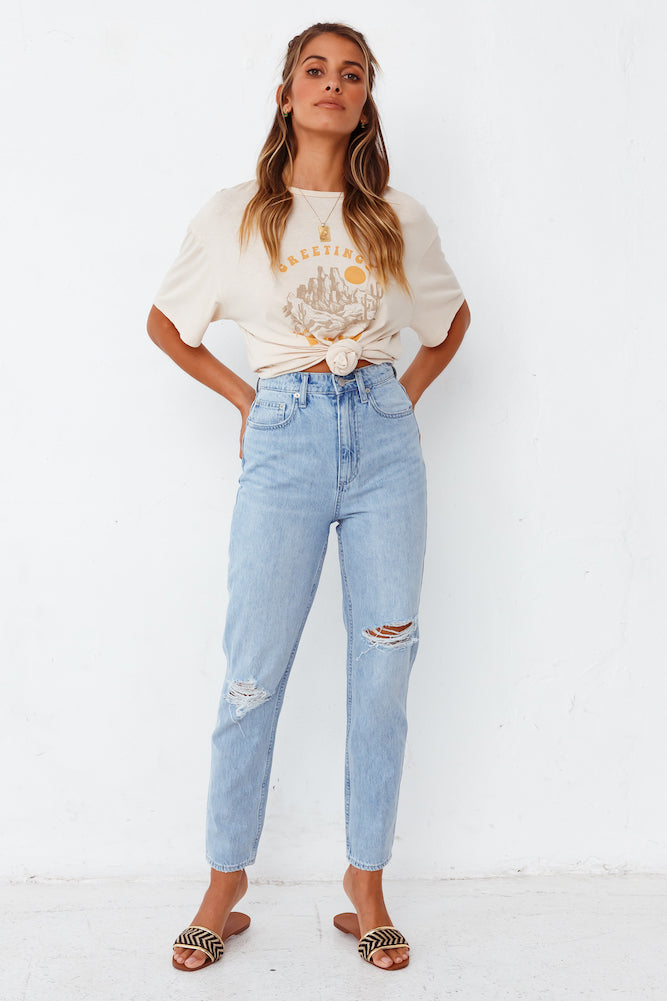 LEE High Mom Oxy Destruct Jeans Blue-Seaa Fashion